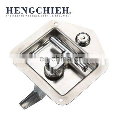 Factory Price MS858 Silver Mirror-Polished 304 Stainless Steel T Bar Vehicle Truck Handle Cabinet Toolbox Panel Paddle Locks photo-2