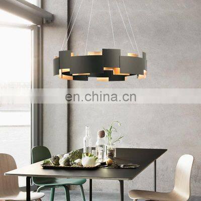 Nordic Vintage Metal Indoor Ceiling Hanging Light Round Black LED Pendant Lamp For Restaurant Bedroom Chandelier photo-2