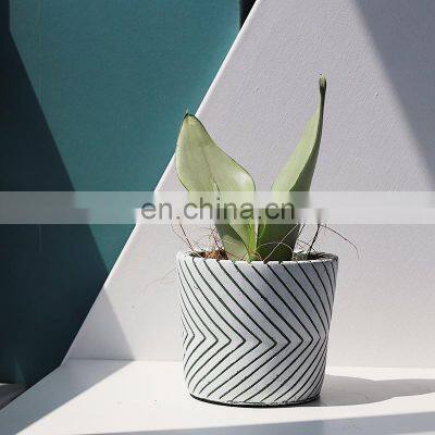 Factory Price Mould Concrete Flower Pot Modern Design Drainage Hole Indoor Best Seller Item Cement Planter