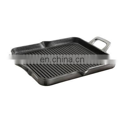 Non-stick Cast Iron Enamel Square Camping Double BBQ Charcoal Grill Pans photo-4