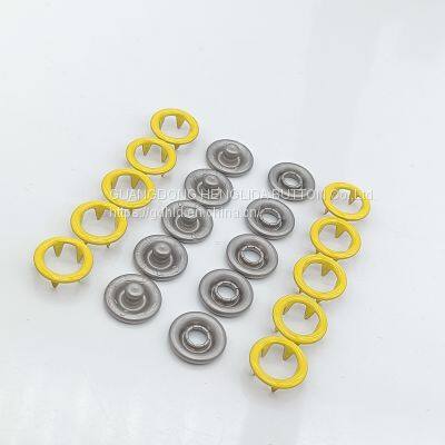 HLD factory wholesale yellow color BRASS&SS 16L 18L Cap Prong snap button for clothes