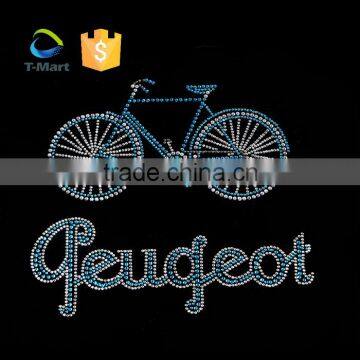 Blue and White Transfer Rhinestone Bicycle Patterns Hot Fix Rhinestone Transfer