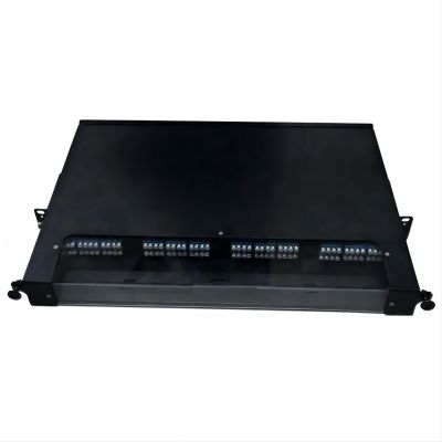 96 Cores 10G Aqua FibersMPO Patch Panel LC-MPO Fiber Rack Mount Enclosure Pre-configured with 4 Cassettes