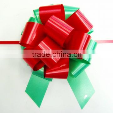 Two Colors Decoration Hand Made Sheer PET Ribbon Pull Bow for Wedding/Christmas/Party/Festival/Holiday