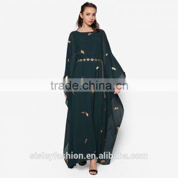 OEM supply women fashion maxi dress design long sleeve muslim clothing abaya fashion D243