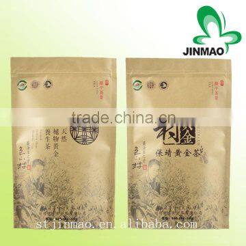 Resealable Kraft Paper Stand Up Pouch for Tea Packaging