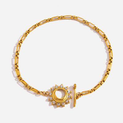 Bracelet en acier inoxydable revêtu de PVD en or 18K avec conservation de la couleur pendant 2 ans et en 316L hypoallergénique