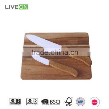 Hot Sale Acacia Wooden Cutting Board With Ceramic Chef Knife