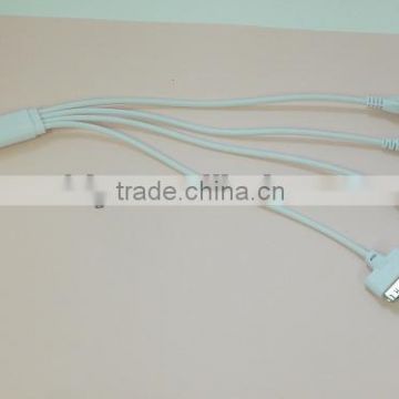 Custome White color Cable Phone travel charger 4 in 1 USB charger Data cables