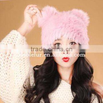 lovely Korean style rabbit fur winter beanie animal ear hat\cute fluffy headwear