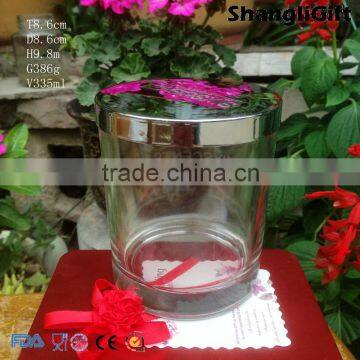 330ml Cylinder Glass Candle Houdler Can Coating Custom With Metal Lids