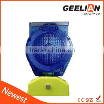 blue color solar barricade warning lamp