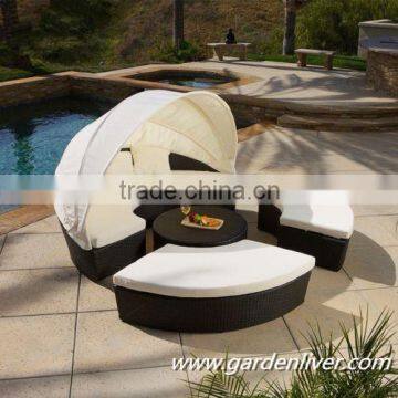 Modern KD rattan outside pool sunbed prices/round canopy bed                        
                                                Quality Choice