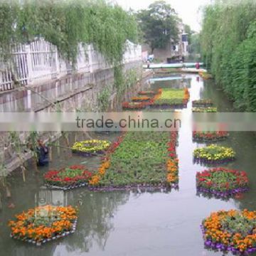 Floating koi pond plant protector island