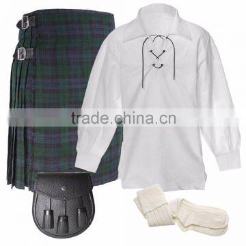 Black Watch 7 Yards Tartan Kilt Set Made Of Fine Quality Tartan Material