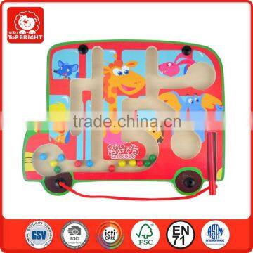 Top Selling Kids Red Bus Shape Animal Design Games Board Metal Beads Educational Toys Magnetic Building Game photo-2