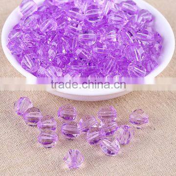 Purple Color Wholesales 8mm to 20mm Stock Acrylic Clear Transparent Faceted Beads for Kids Girls Jewelry