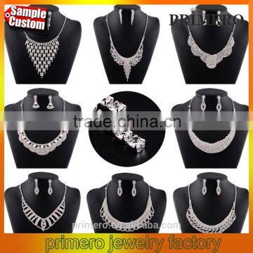 Silver Tone Crystal Choker Necklace Set Earrings Factory Price Wedding Bridal Jewelry Sets