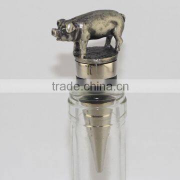 Crafts Gifts Zinc alloy pig wine bottle stopper blank with stopper for wine parts made in bulk