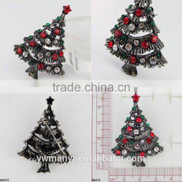 2016 Lady Fashion Best Quality Fashion Lot Clear Rhinestone Brooches Enamel Christmas Tree Pin Brooch Gift B0472 photo-2