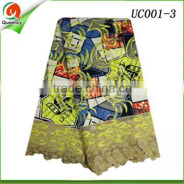 china wholesale high quality hollandis wax fabric with swiss guipure cord lace