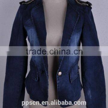 high quality fashion cotton woman US style cardigan long cowboy jacket