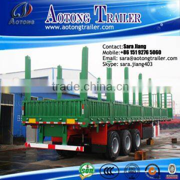 40ft 3 axles Deck Flat Bed Trailer / Log Loader Traile with Container Locks and Removable Posts