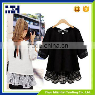 New Fashion O-Neck Short Sleeve Chiffon T Shirt Woman photo-6