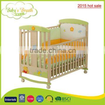 WBC-06B 2015 hot sale solid wooden making baby crib sale, attachable baby crib