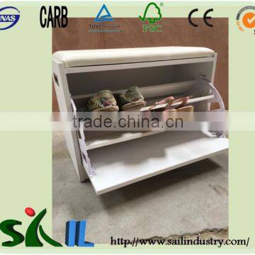 Wooden Shoe Shelf Livingroom Shoe Rack With Seat Supplier's Choice photo-3