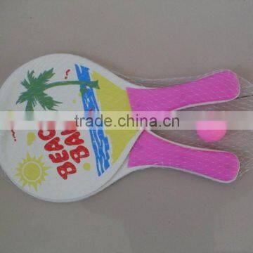 Wooden beach racket with colorful printing, Wooden beach tennis racket