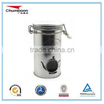 round coffee biscuit tin box with clip lid, airtight tin can with clear window