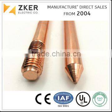 Copper thickness >=0.254mm Copper Ground Earthing Rods