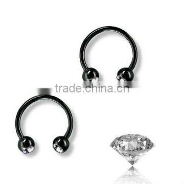 Circular Barbell Lip Piercing With Clear Crystal