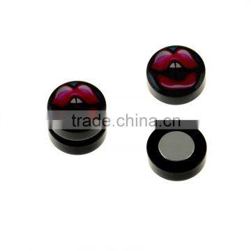 Magnetic Pukker Up Sexy Lips Fake Stud Acrylic Round Fake Plug