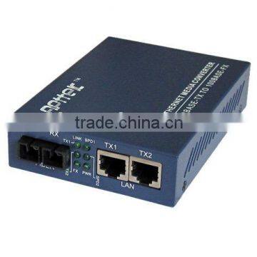 2 LAN ports two RJ45 ports single mode dual fiber optical transceiver with cheap price and high quality realtek chipset