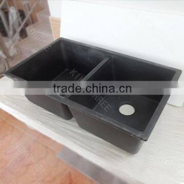 Pure black undermount corner kitchen sink,solid surface unique kitchen sink