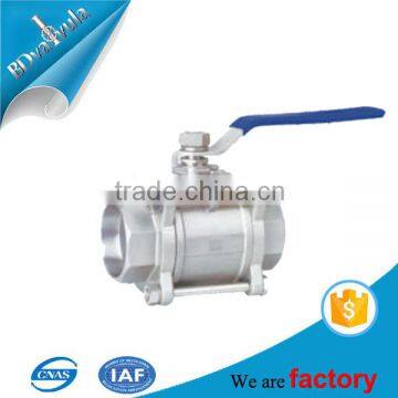 DN10 to DN100 3pcs ss316 full bore socket weld ball valve