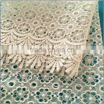 Nice chemical milk silk embroidery white guipure lace fabric