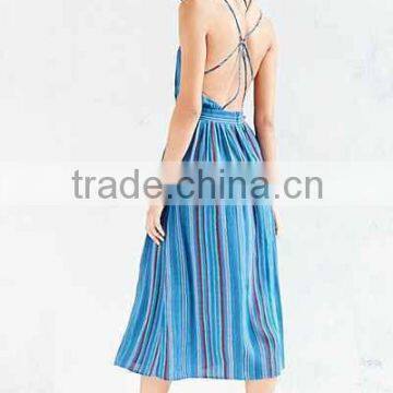 Fashion Design American Style Stripy With Spaghetti Strap COLORFUL Design Casual Dress