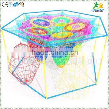 Unique nylon rope hand crocheted kids indoor colorful net playground