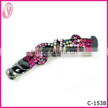 New arrival fancy diamante banana hair snap barrettes for ladies