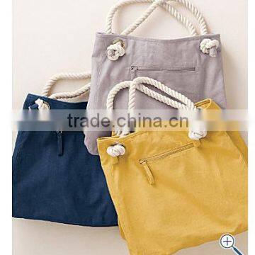 2015 custom design plain canvas beach tote bag with rope handle/canvas tote bag with hanle