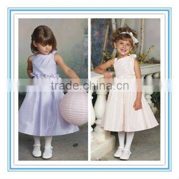 Faux Taffeta One Strap Flower Waistband Sash One Shoulder Flower Girls Dresses(FLMO-3086)