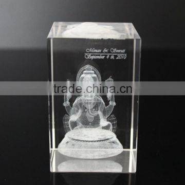 Newest design 3D Laser Crystal Cube The Buddha Inside Carving