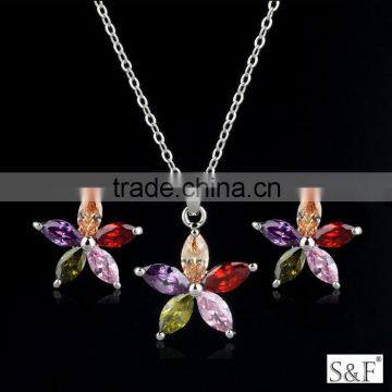 9q241315 African Beads Jewelry Set ,925 sterling silver jewelry wholesale set ,flower jewelry