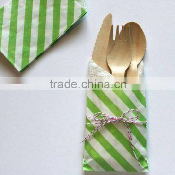 Kelly green mini Bitty Bags Kraft Small Flat Diagonal Stripe Paper Bag