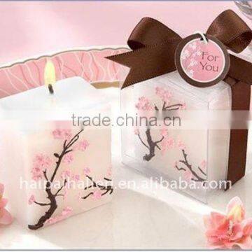 Cherry Blossom Elegance Mini-Pillar Wedding Candle Favors