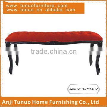 Bench&stool,Long,Bedroom use,Velvet cover,Black finish rubber wood legs,TB-7114BV