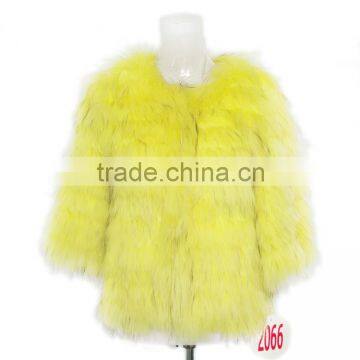 Real raccoon fur coats yellow striped fur coats KZ14102